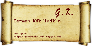 German Kálmán névjegykártya