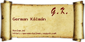 German Kálmán névjegykártya